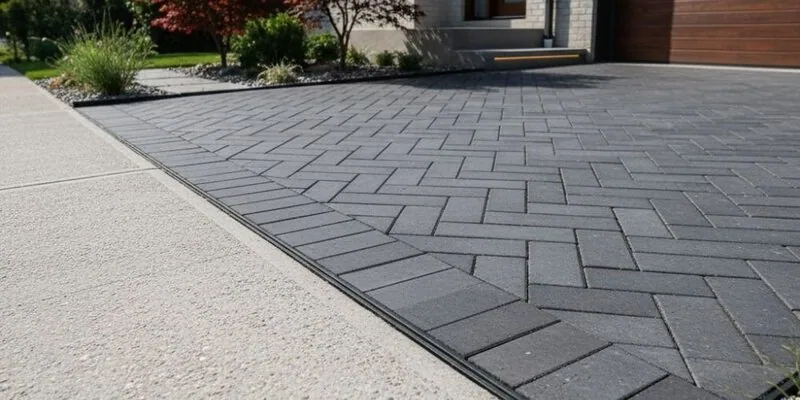 Paver driveway expansion showing skilled concrete craftsmanship